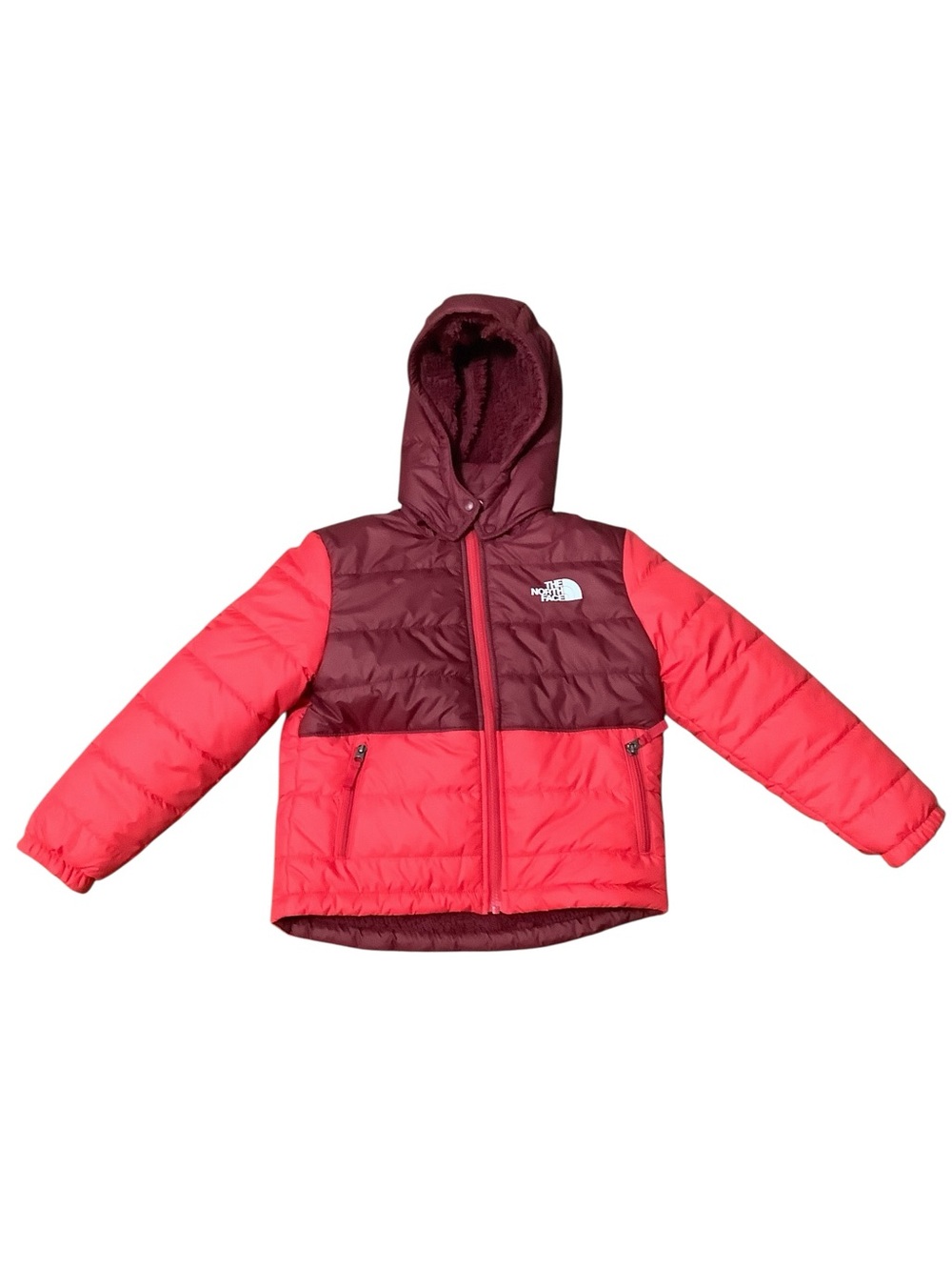 The North Face TNF Reversible Mount Chimbo Full Zip Hooded Jacket Sz Small Red